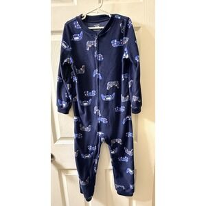 Carters kids FLEECE Footless One Piece Zip Sleeper Pajamas Sz 6 Blue Video Gamer